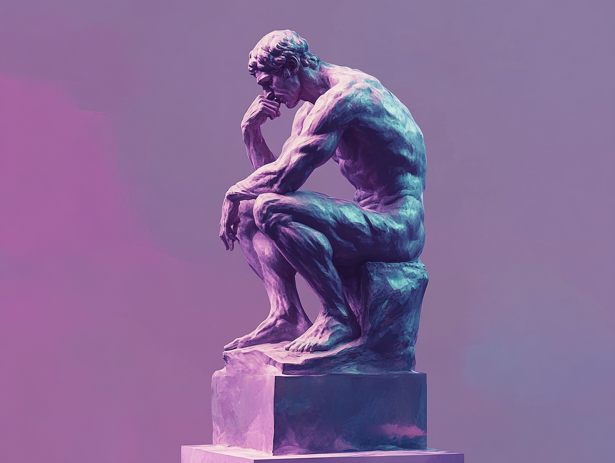 artistic rendering of the statue 'the thinker'